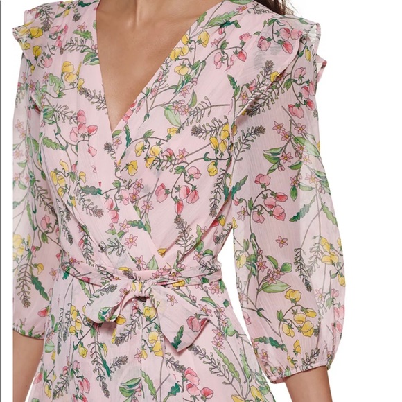 Tommy Hilfiger Printed Balloon-Sleeve Faux Wrap-Dress- NWT - Picture 4 of 4